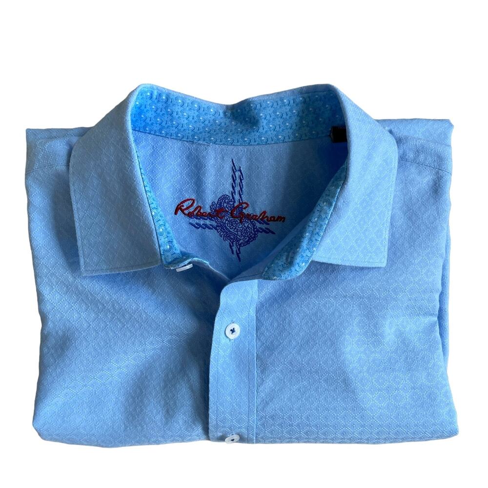 ROBERT GRAHAM Knowledge Wisdom Truth Button Down Shirt Blue Men's 2XL/2TG